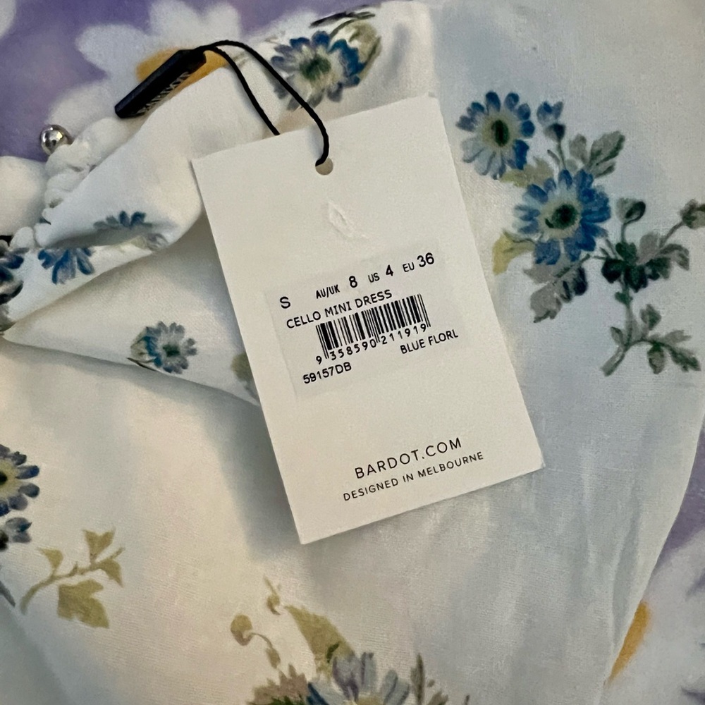 Bardot Blue Floral Cello Mini Dress - Picture 4 of 4